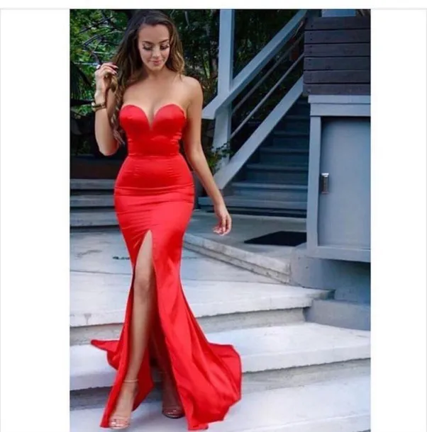 Sweetheart Long Red Evening Dress Cheap 