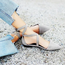 Chmaori/ г.; женские замшевые туфли на плоской подошве со шнуровкой и перекрестными ремешками; женская повседневная обувь с острым носком и закрытой пяткой; Женская весенне-летняя обувь