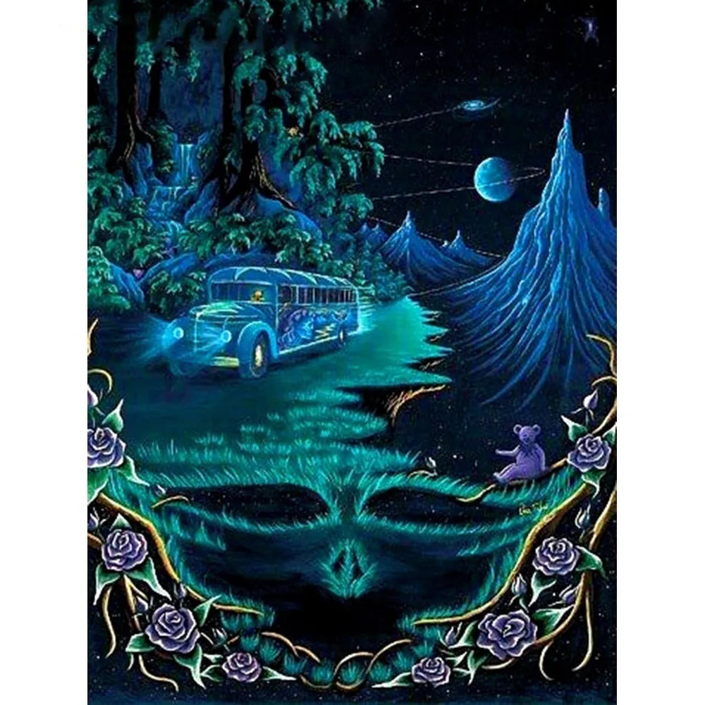 HUACAN-Diamond-Mosaic-Halloween-DIY-Embroidery-Diamond-Painting-Mask-Forest-Full-Drill-Square-Picture-Of-Rhinestone_