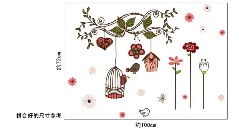 Наклейки для стен из ПВХ, декоративные наклейки для детской комнаты, zooyoo7102, наклейки для дома в виде клетки для птиц, 50x70