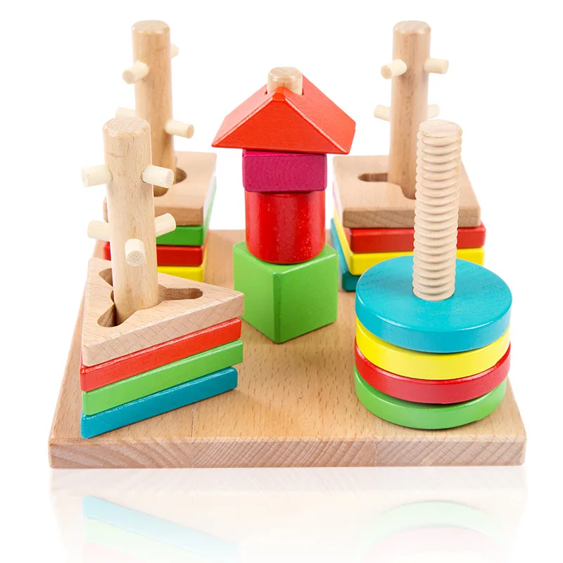 

Children Toy Wooden Geometric Blocks Educational Toys Block Geometry Shape Intellige Learning Toys Geometric Paired Puzzlee Kids