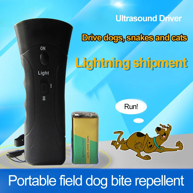 

Ultrasonic Dog Chaser Stop Aggressive Animal Attacks Repeller Flashlight No Battery