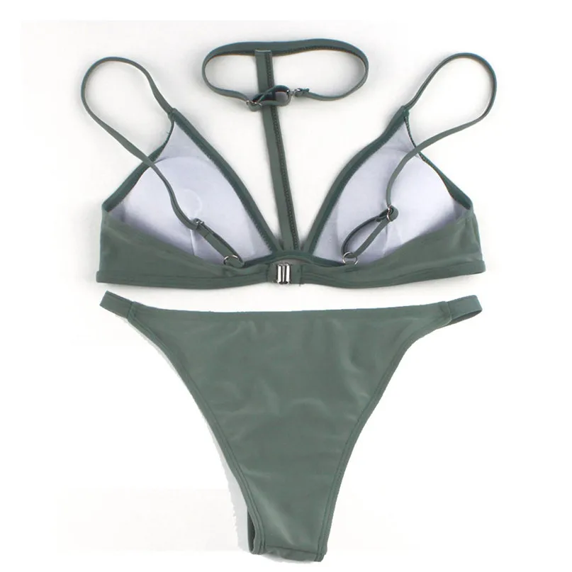 New Sexy Wire Free Bikinis Set Neck Strap Women Swimwear Swimsuit Push Up Bikini Set Beach Bathing Suits Swim Wear #J20#F (14)