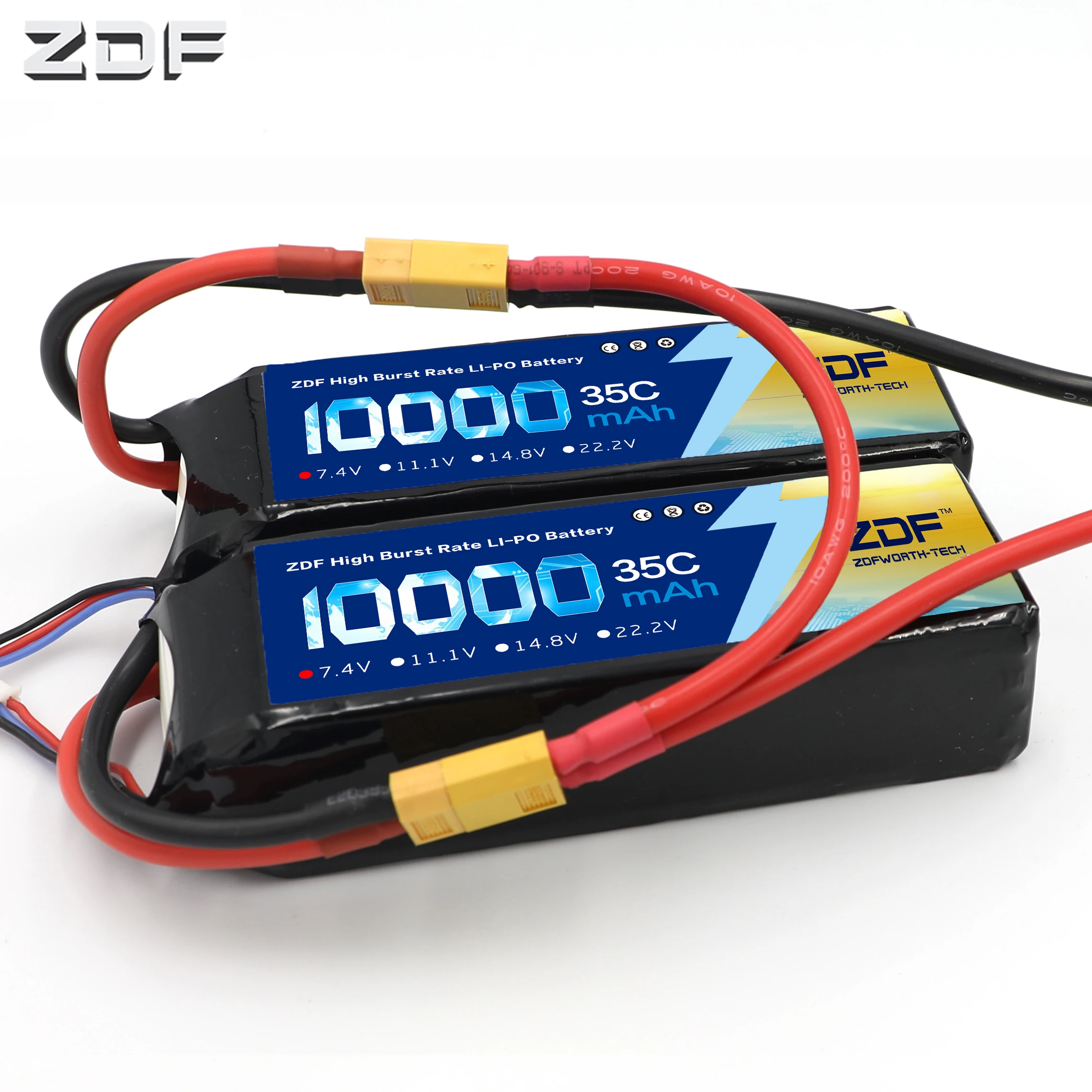 

Аккумулятор ZDF RC Lipo 4S, 14,8 в, 10000 мА · ч (2x7,4 В, 10000 мА · ч, Y-образный штекер адаптера), 35C Max 70C, для гоночного самолета Traxxas, автомобиля, грузовика на радиоуправлении