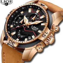 2019 LIGE Mens Watches Top Brand Luxury Men's Military Sports Watch Men Casual Leather Waterproof Quartz Clock Relogio Masculino