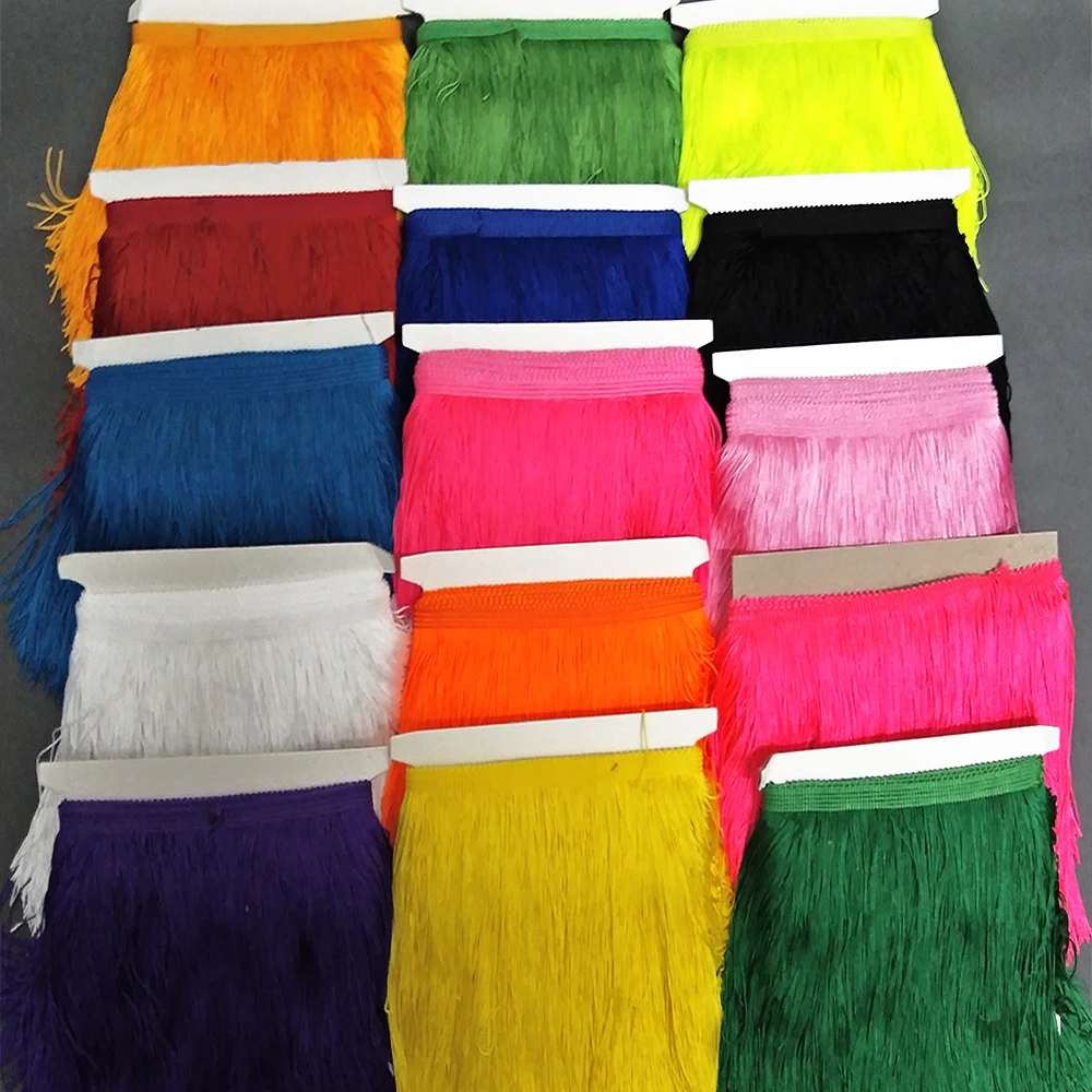 

Wholesale 10 yards 15cm Wide Lace FringeTrim polyester Tassel Fringe Trim DIY Latin Dress Stage Clothes Accessories Lace Ribbon