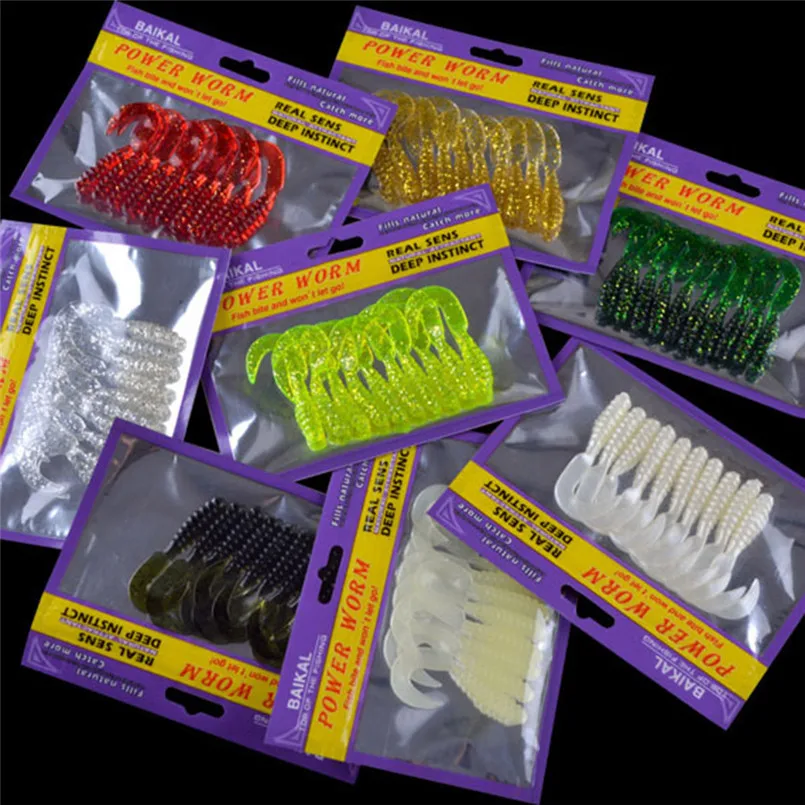 Buy 10pc soft worm fishing bait sea fishing tack