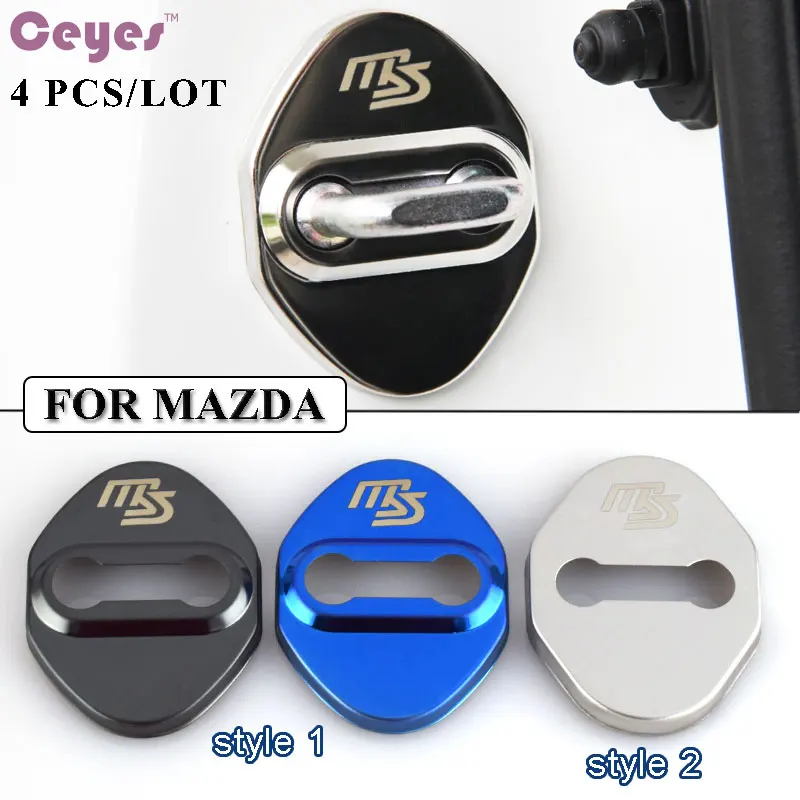 

Ceyes Stainless Steel Car Styling Auto Door Lock Cover Car Sticker Case For Mazda 2 MS 3 For Mazda 5 6 CX-5 CX-9 Car-Styling