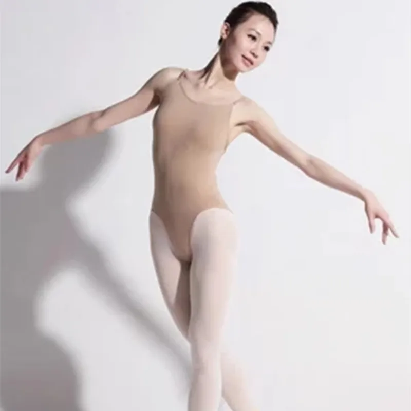 

Adult Sexy Seamless Camisole Skin Colored Gymnastics Leotards Lady Spandex Ballet Stage Costumes Leotard for Women