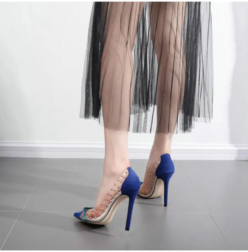Women's Pumps Shoes Party Thin Heel Lady Wedding Shoes Women Sexy High Heels Nightclub Rivets Sexy Women Pumps High Heels Size 9 (12)