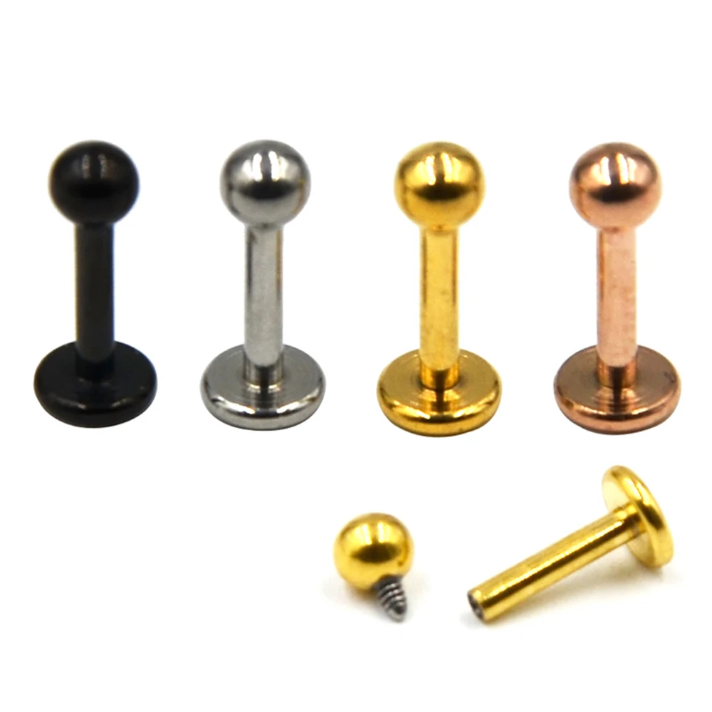 12pieces Steel Ball Internally Thread Labret Lip Ring Piercing Body