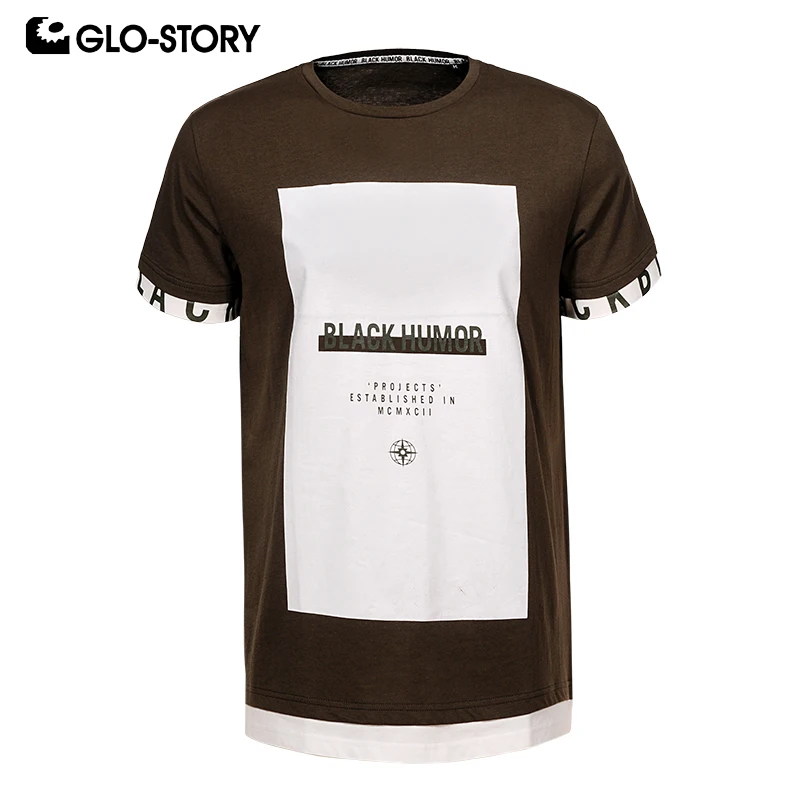

GLO-STORY 2019 Fashion Summer Streetwear Male Tops Tee Shirts Fashion Style Short Sleeve T-Shirt MPO-8607