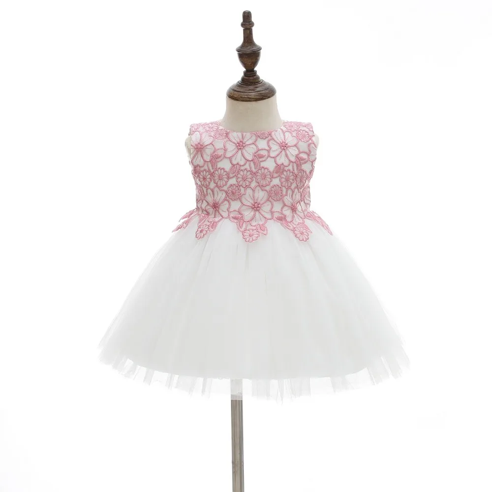 Детские платья для девочек на день рождения и свадьбу; розовое кружевное платье принцессы с цветочным рисунком; платье для крещения; платье для маленьких девочек 1 год; vestido infantil