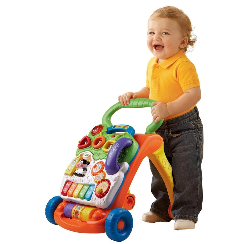 VTECH O Baby Walker Toys Multifuctional малыш тележка сидя-к-стойке ABS музыкальные ходунки с регулируемым винтом для малышей