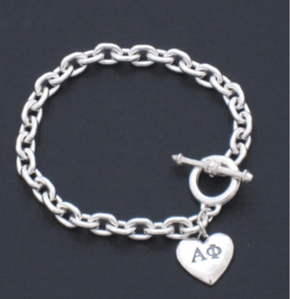 Alpha Phi Sorority Heart Love Charms Bracelet Greek Sorotiry Custom Alpha Phi Sorority Heart Love Charms Bracelet Greek Sorotiry Custom Jewelry 1pc In Chain Link Bracelets From Accessories On