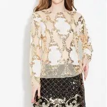 Tumblr полиэстер Полный бросился прямые продажи Корейский Kpop Единорог Осень сексуальный бутон экран женский вышитое Блестящим Бисером