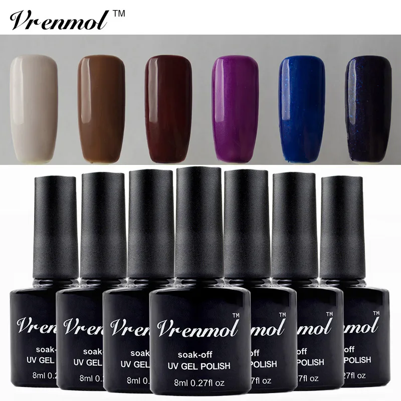 

Vrenmol 1pcs Soak Off Nail Gel Polish Long Lasting Esmaltes Semi Permanent Gel Lacquer Shining 29 Colors UV Nail Varnish