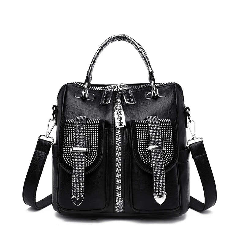 Для женщин 3 Применение бриллиант маленький рюкзаки женская мода блестки школьные сумки на плечо для Для женщин Повседневное женские дорожные сумки Mochilas - Цвет: Black