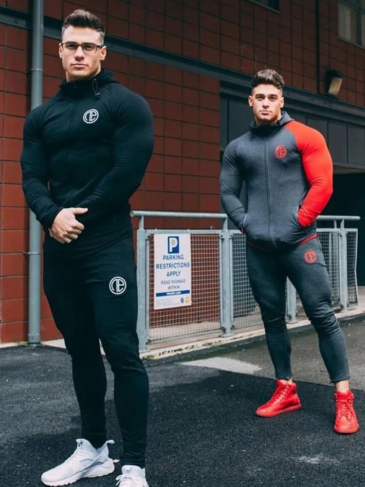 

Autumn Tracksuit Gym Running Men Set Sport wear Mens Top Fitness Bodybuilding Male Sport Suit Hoodied+Pants Joggers Tracksuit
