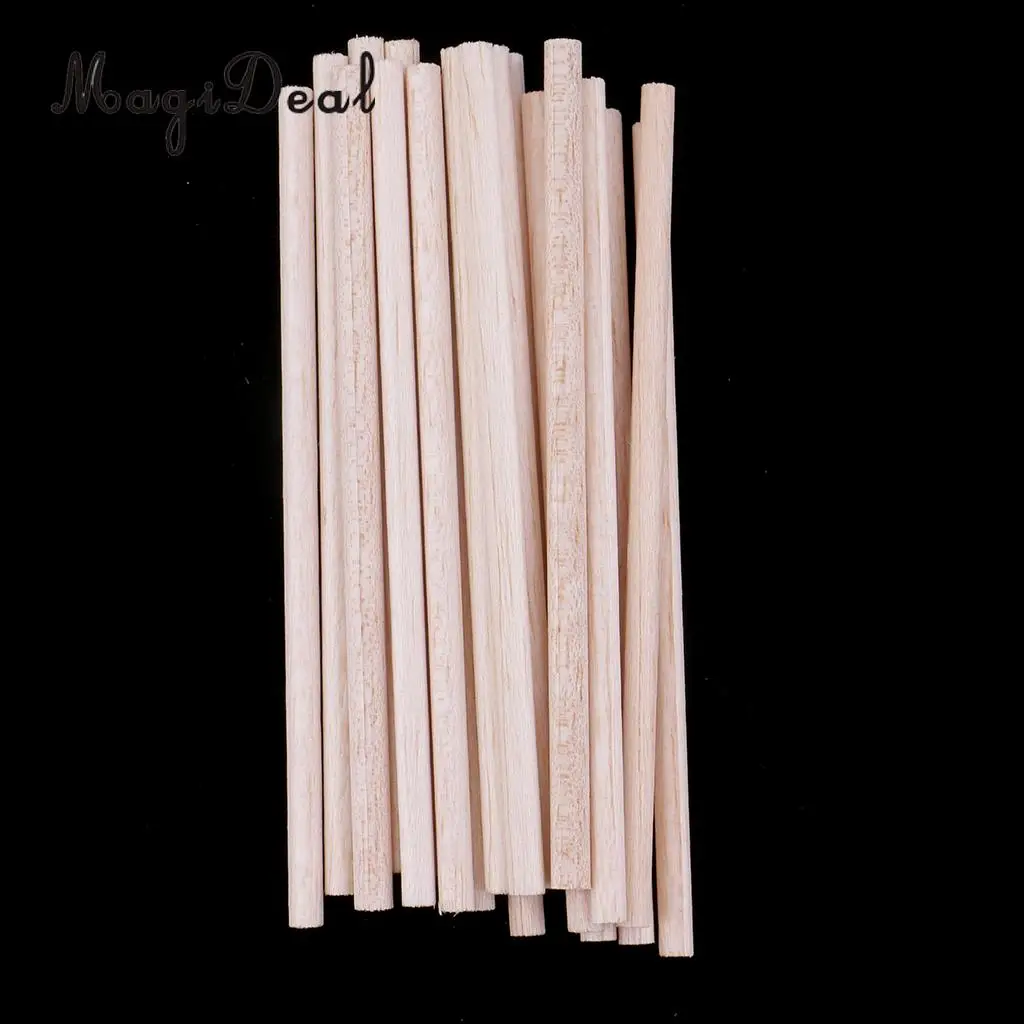 10/20/50pcs Balsa Wood Stick Unfinished Woodcraft Round Wooden Stick Dowel Rod for Model Woodworking Craft Materials 