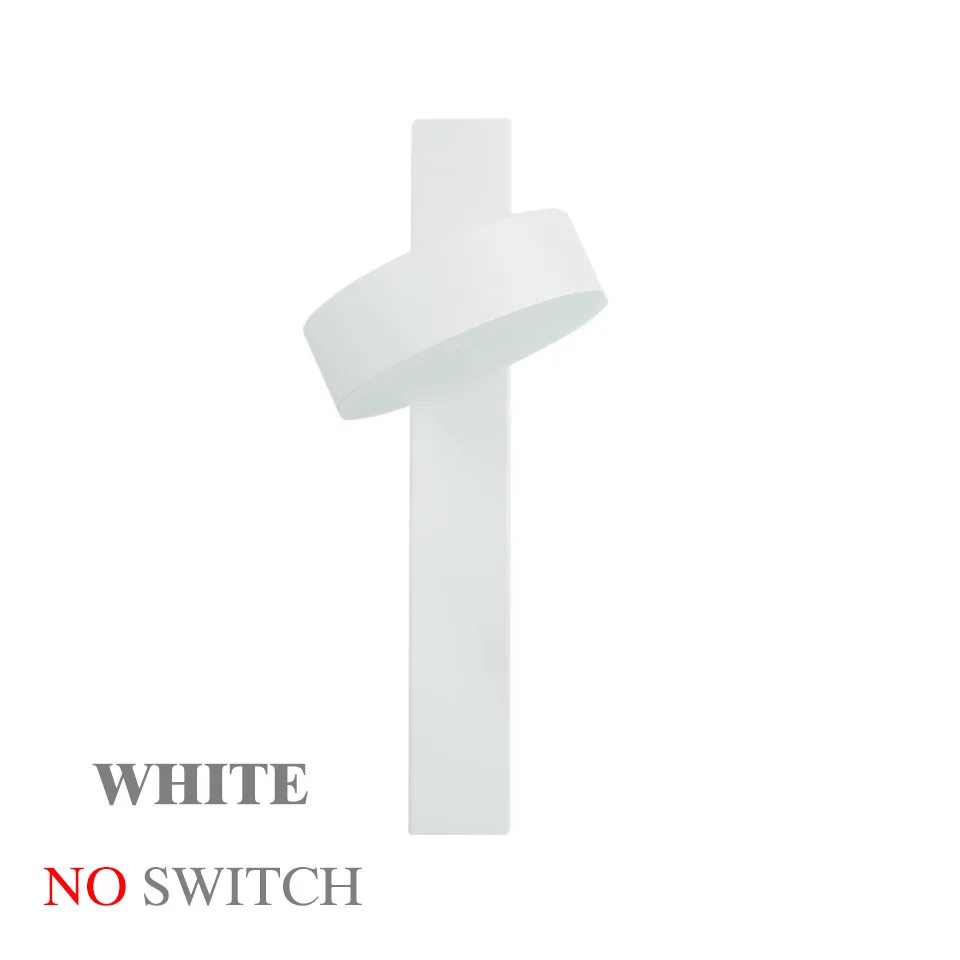 Светодиодный настенный светильник с регулируемым переключателем, 3 вида цветовой температуры, скандинавские прикроватные настенные лампы для спальни, гостиной, светодиодный настенный светильник - Цвет абажура: White-No Switch