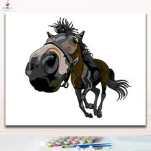 Мультфильм большая голова лошадь картина картины Раскрашивание по номерам с красками посылка для детей обучения живописи на холсте di