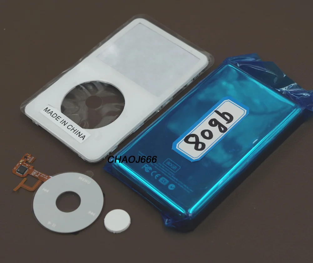 

Full Set White Front Faceplate Lens Metal Back Housing Case Cover White Clickwheel Central Button for iPod 5th Video 80GB