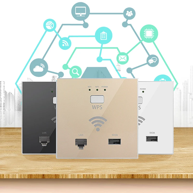 Недавно Беспроводной разъем AP для отеля 300 Мбит/с в стены Wi Fi точка доступа