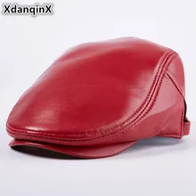 XdanqinX регулируемый размер Новые оригинальные кожаные кепки для мужчин женщин осень зима овчины береты простая плоская шляпа сомбреро De Cuero