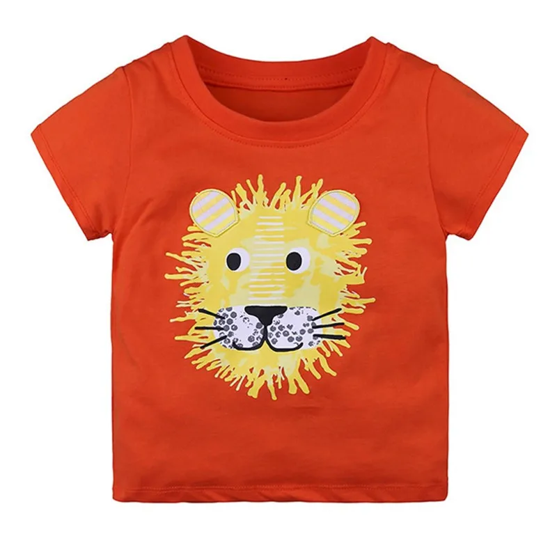 Jumping meter/футболка с рисунком для маленьких мальчиков Детская летняя одежда в полоску с короткими рукавами и принтом динозавра, детские футболки