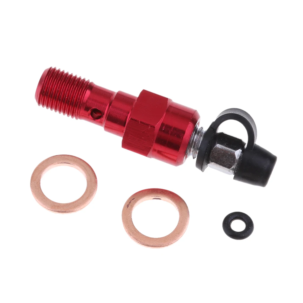 Universal M10 Single Banjo Bolt Thread Bleeder Nipple Washers 1.0mm Red