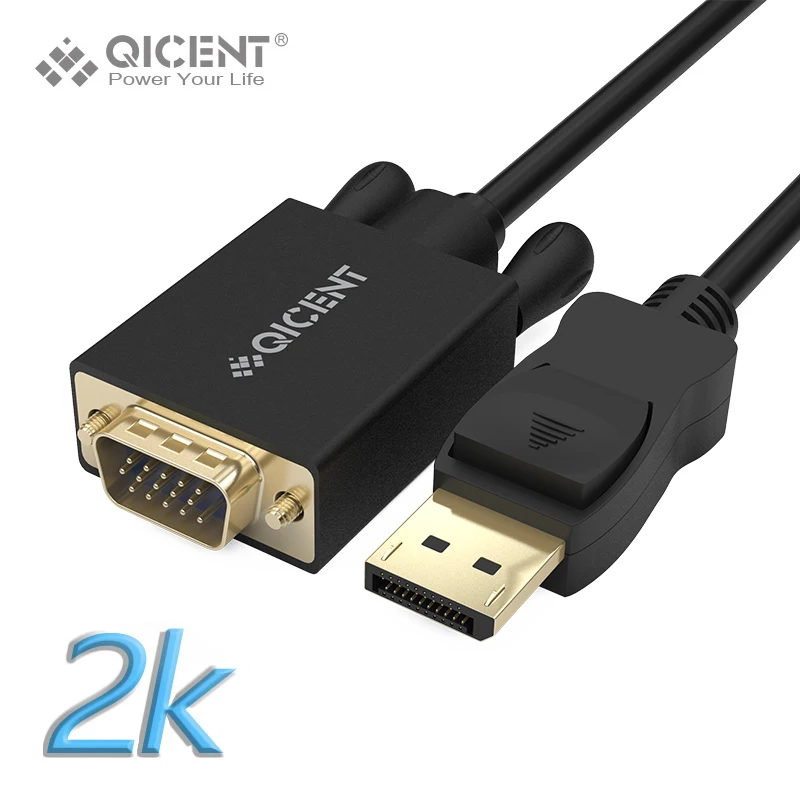 

QICENT DP (DisplayPort) to VGA Cable, Display Port Male to VGA Male Gold-Plated Cord 6.6 feet for TV Projector Display Screen