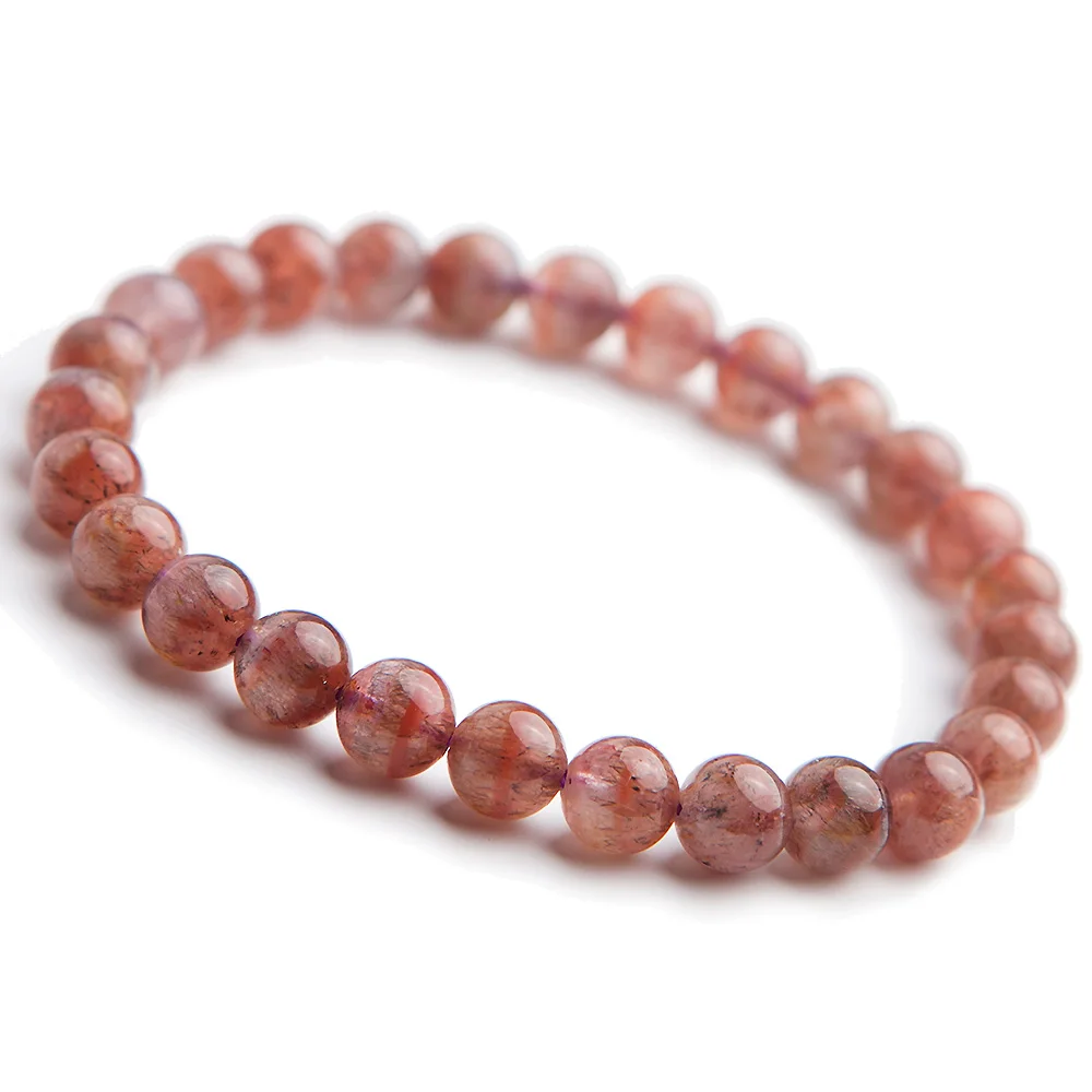 

Genuine Natural Auralite 23 Red Crystal Round Beads Bracelet 7mm Women Men Reiki Stone Canada Stretch Rarest Bracelet AAAAA