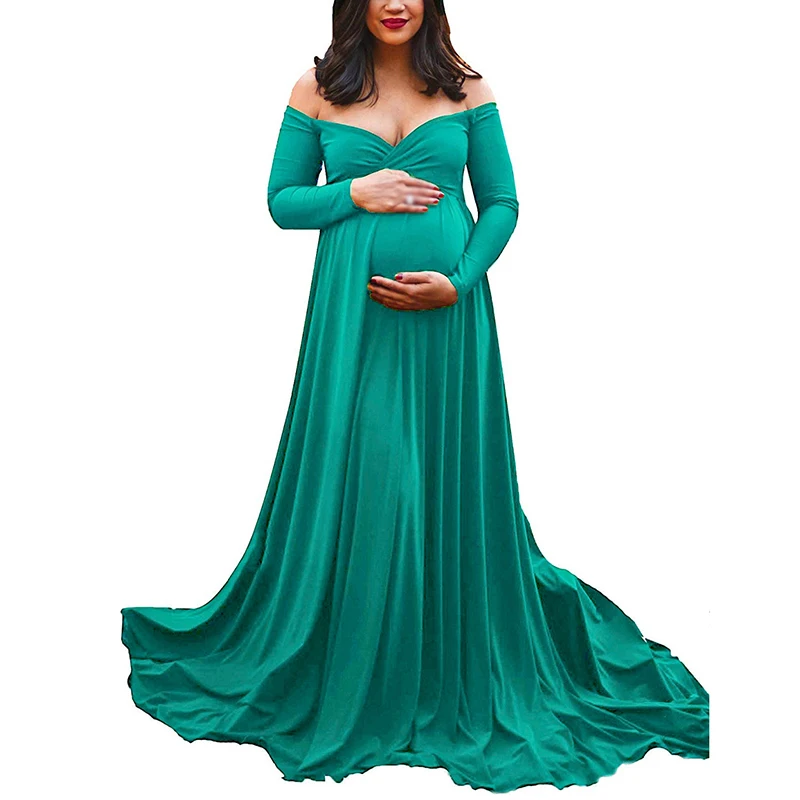 

Pregnant Women Gown Maternity Maxi Dress Wedding Party Photography Prop Clothes
