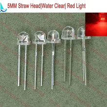 200 шт./лот) 5 мм светодиодный соломенная шляпа Головной убор супер яркий прозрачный красный светодиод Цвет светоизлучающий диод F5MM