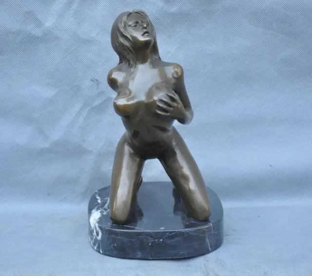 

10" Bronze Women Beauty Nude Sexuality Sexy Art Sculpture Statue cigarette lighter cooking tools Decoration 100% Brass Bronze