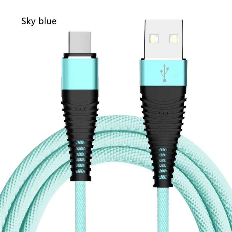 Type-C USB кабель для передачи данных для мобильного телефона 1 метр Быстрая зарядка нейлоновый USB кабель для зарядки мобильного телефона адаптер для мобильного телефона Cabl - Цвет: Blue