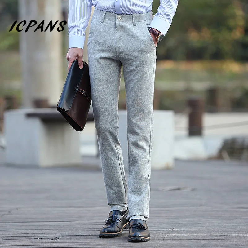ICPANS костюм брюки мужские льняные летние деловые мужские Брюки Офисные классические мужские s брюки формальные Мода нового размера плюс 38 40