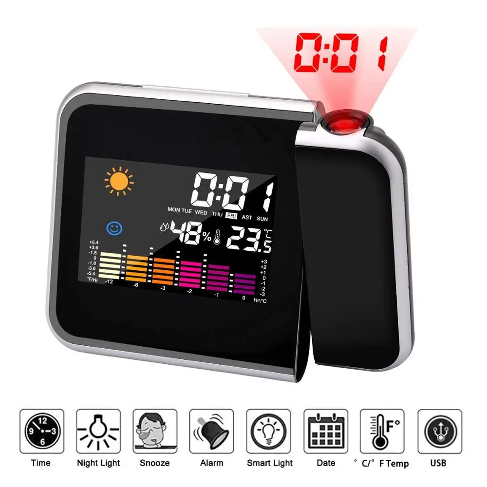 Time Watch Multi Function Digital Alarm Clocks Color Screen Desktop