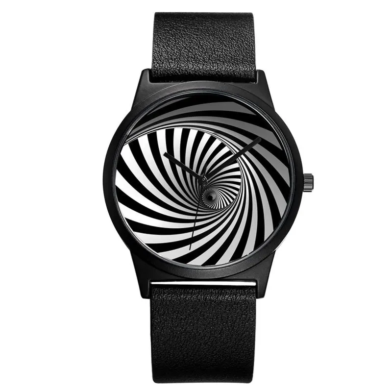 

Luxury Striped Black Man Women Watch Simple Sports Watches Trend Ladies Wristwatch Watch Casual Leather Strap Clock WC038