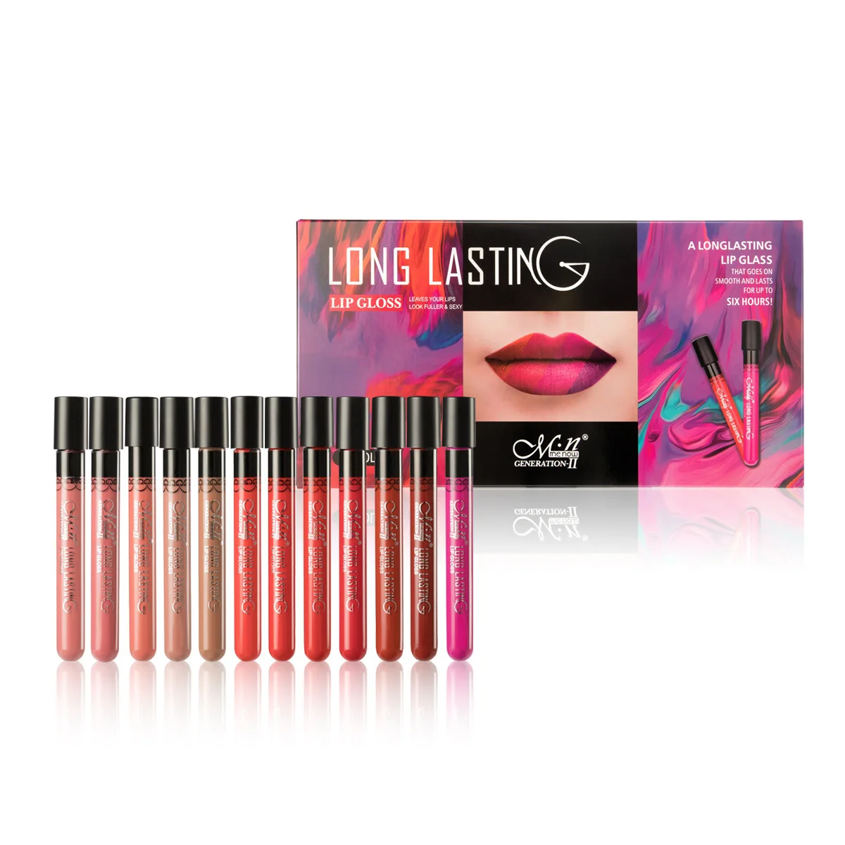 Matte de Longa Kit de Batom Lote Duração Aveludado Nutritivo Batom Vermelho Nude Matiz Labial Maquiagem 12 Pçs - 12 12 pçs lote kit de batom matte