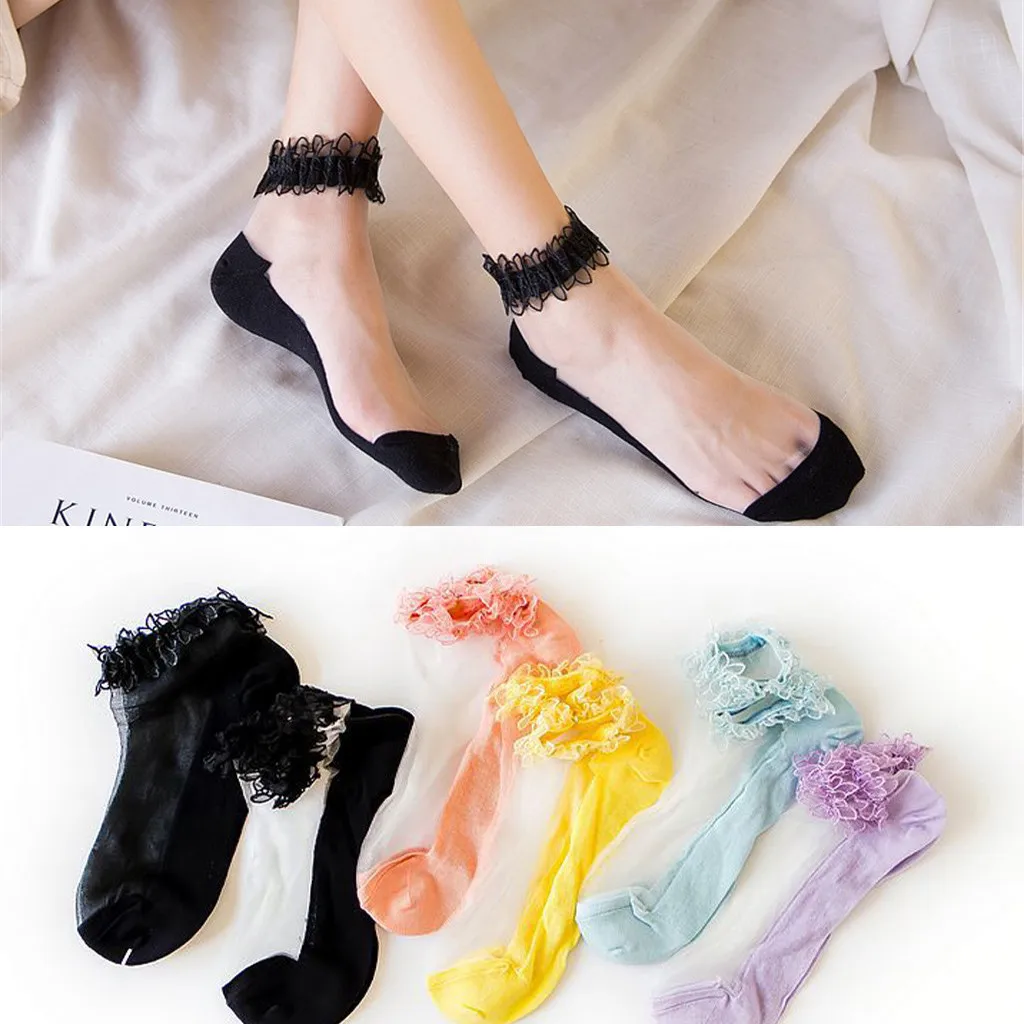 

2019 Socks Accessories Women Casual Summer Fashion Transparent Silk Fruit Print Socks Short Cute Sock Lover Gift Drop #0327