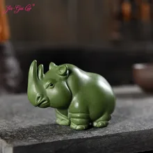 JIA-GUI Луо зеленый грязевой чай питомец фиолетовая глина скульптура носорога милый чай декоративный поднос чай аксессуары N007
