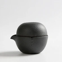 PINNY винтажный портативный чайный набор включает 1 горшок 2 чашки керамический дорожный чайный горшок ручной работы кунг-фу чайный набор черный керамический чайник