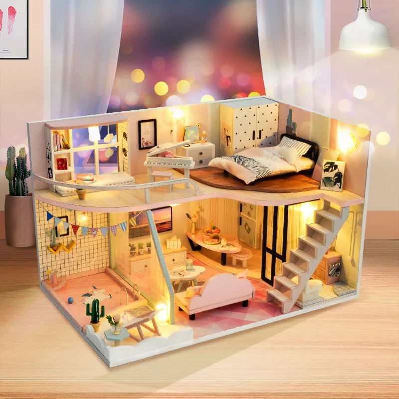 DIY Doll House Furniture Light Pink Pick UP Miniature Dollhouse Toys ...