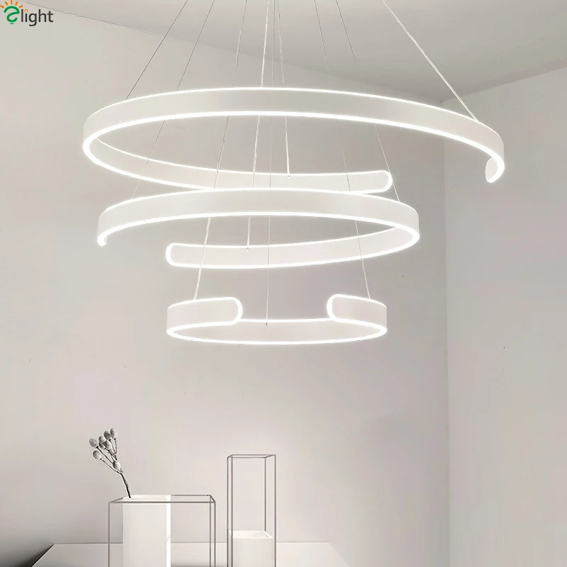 Us 91 14 43 Off Modern Acrylic Dimmable Led Pendant Lights Aluminum Rings Dining Room Lamp Living Light Fixtures In