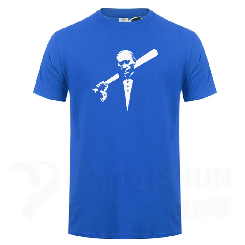 Funny Men's Tee Shirt Russian President Vladimir Putin Print T-shirt Top Quality Cotton Short sleeves Tops Fashion Men Tees - Цвет: Blue 1