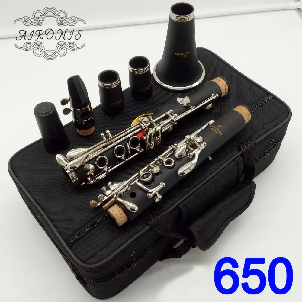 

Professional AIRONIS Bakelite Clarinet 650 Clarinets Bb Nickel Silver Key Musical Instruments Case Mouthpiece Reeds Accessories