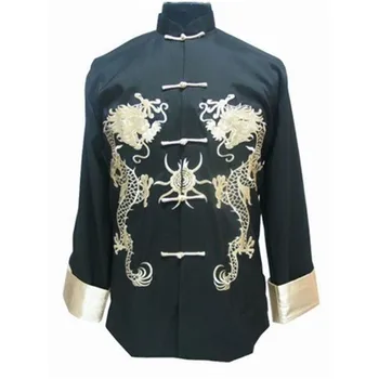 

New Arrival Black Bruce Lee Kung-Fu Jacket Men's Coat Button Embroidery Tang Suit Size S M L XL XXL XXXL WN047