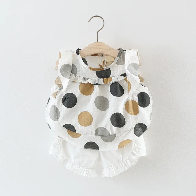2017 summer newborn girls clothing set polka dot shirts girls+shorts